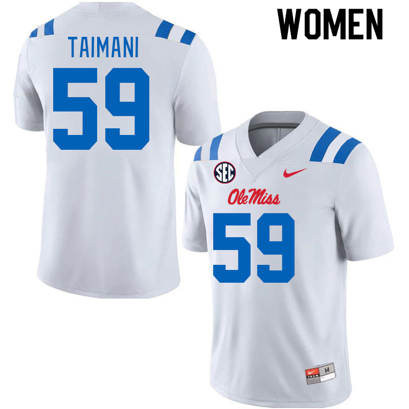 Women #59 Mana Taimani Ole Miss Rebels 2024 New Uniforms College Football Jerseys Stitched-White
